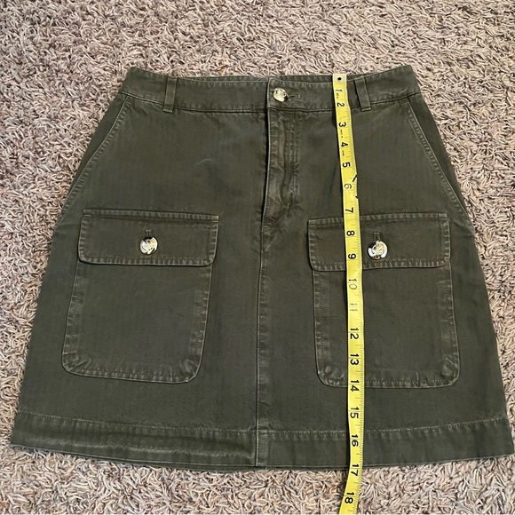 ANINE BING Aliza Mini Skirt in Army Green Sz XS Logo Buttons Like New Luxury - Picture 14 of 15